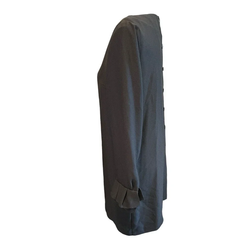 Banana Republic Dress sz 6 Black Long Sleeve Ruffle Classic Career Shift a28 - Picture 7 of 13